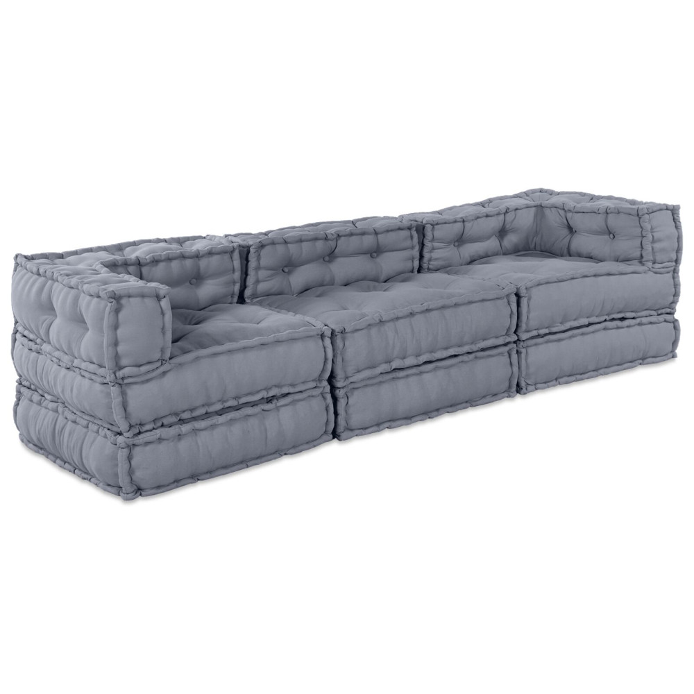 Produktbild för Modulsofa enhet 3 pcs Grå Tyg