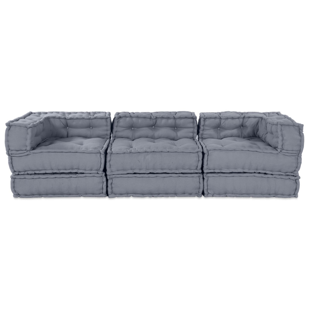 Produktbild för Modulsofa enhet 3 pcs Grå Tyg