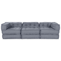 Produktbild för Modulsofa enhet 3 pcs Grå Tyg