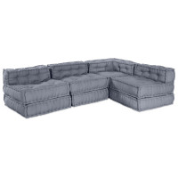 Produktbild för Modulsofa enhet 4 pcs Grå Tyg