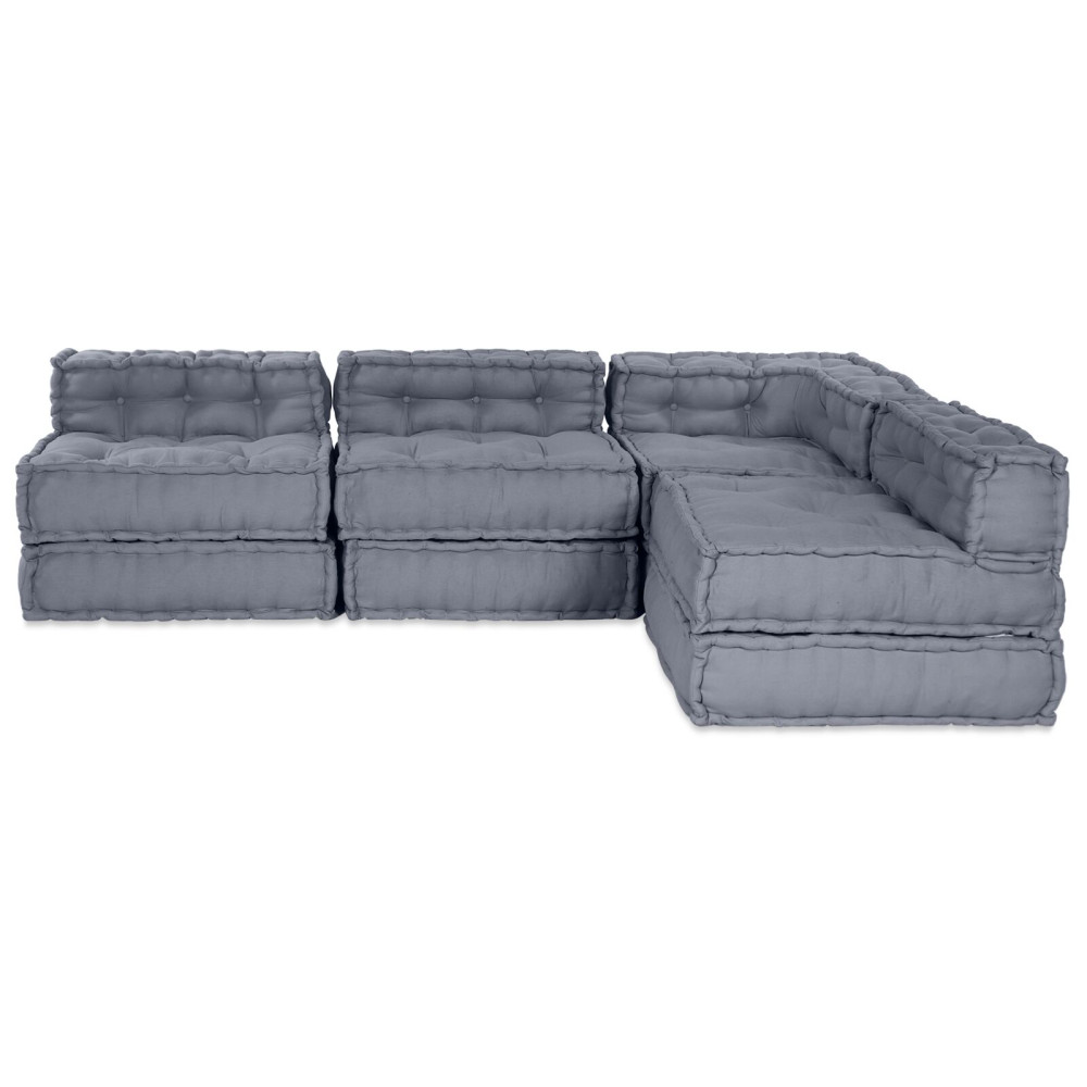 Produktbild för Modulsofa enhet 4 pcs Grå Tyg