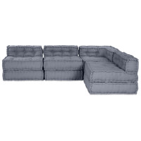 Produktbild för Modulsofa enhet 4 pcs Grå Tyg