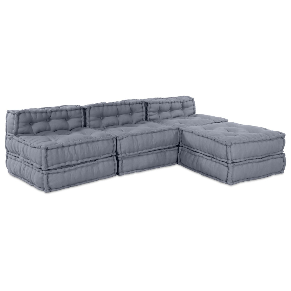 Produktbild för Modulsofa enhet 4 pcs Grå Tyg