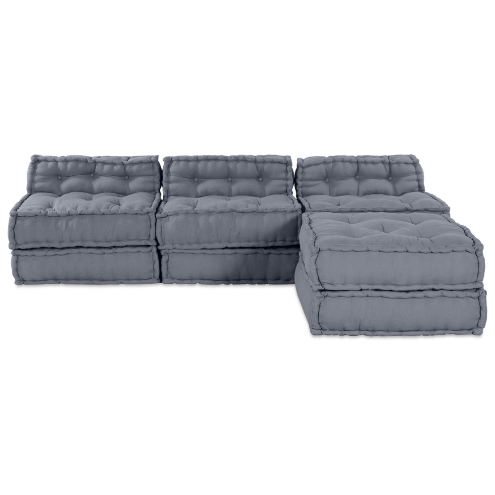 Produktbild för Modulsofa enhet 4 pcs Grå Tyg