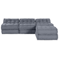 Produktbild för Modulsofa enhet 4 pcs Grå Tyg