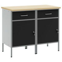 Produktbild för Arbetskabinett med låda 2 pcs Svart och Grå 100 x 55 x 85 cm
