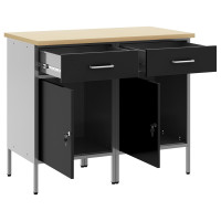 Produktbild för Arbetskabinett med låda 2 pcs Svart och Grå 100 x 55 x 85 cm