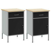 Produktbild för Arbetskabinett med låda 2 pcs Svart och Grå 100 x 55 x 85 cm