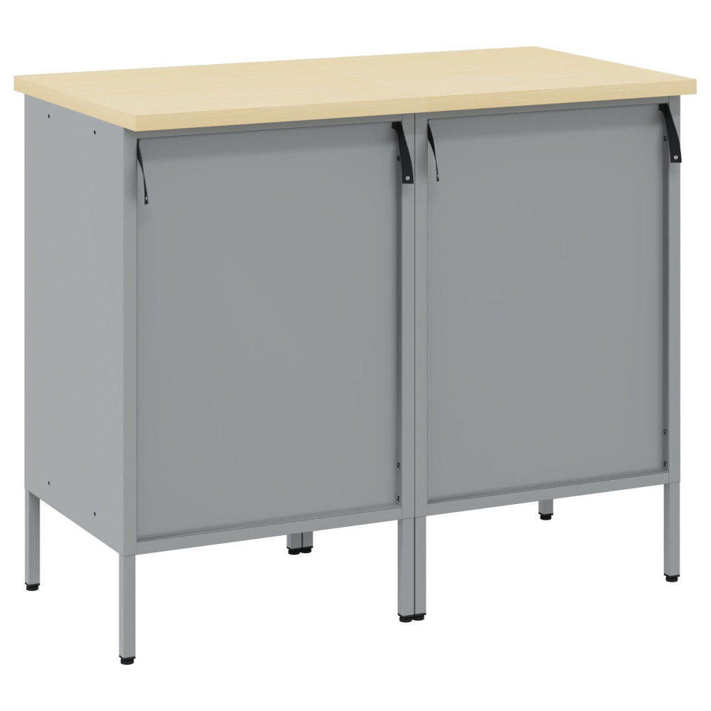 Produktbild för Arbetskabinett med låda 2 pcs Svart och Grå 100 x 55 x 85 cm