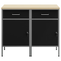 Produktbild för Arbetskabinett med låda 2 pcs Svart och Grå 100 x 55 x 85 cm