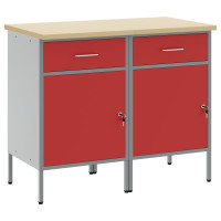 Produktbild för Arbetskabinett med låda 2 pcs Röd och Grå 100 x 55 x 85 cm