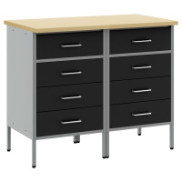 Produktbild för Arbetskabinett med låda 2 pcs Svart och Grå 100 x 55 x 85 cm