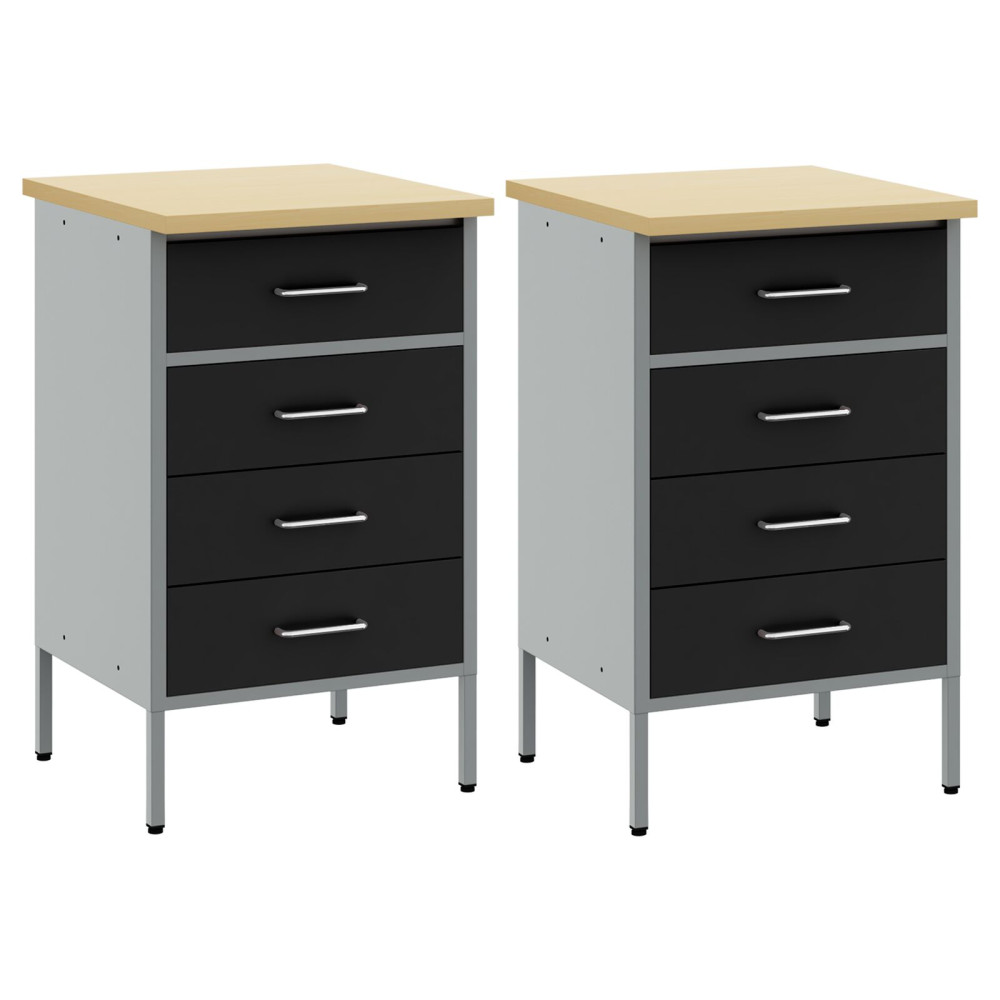 Produktbild för Arbetskabinett med låda 2 pcs Svart och Grå 100 x 55 x 85 cm
