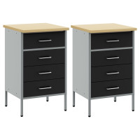 Produktbild för Arbetskabinett med låda 2 pcs Svart och Grå 100 x 55 x 85 cm