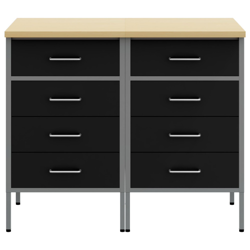 Produktbild för Arbetskabinett med låda 2 pcs Svart och Grå 100 x 55 x 85 cm