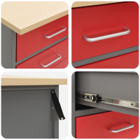 Produktbild för Arbetskabinett med låda 2 pcs Röd och Grå 100 x 55 x 85 cm