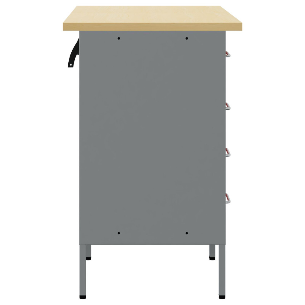 Produktbild för Arbetskabinett med låda 2 pcs Röd och Grå 100 x 55 x 85 cm
