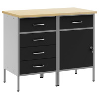Produktbild för Arbetskabinett med låda 2 pcs Svart och Grå 100 x 55 x 85 cm