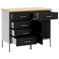 Produktbild för Arbetskabinett med låda 2 pcs Svart och Grå 100 x 55 x 85 cm