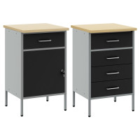 Produktbild för Arbetskabinett med låda 2 pcs Svart och Grå 100 x 55 x 85 cm