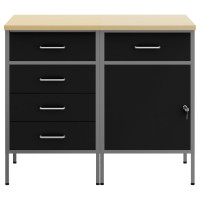 Produktbild för Arbetskabinett med låda 2 pcs Svart och Grå 100 x 55 x 85 cm