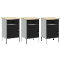 Produktbild för Arbetskabinett med låda 3 pcs Svart och Grå 150 x 55 x 85 cm