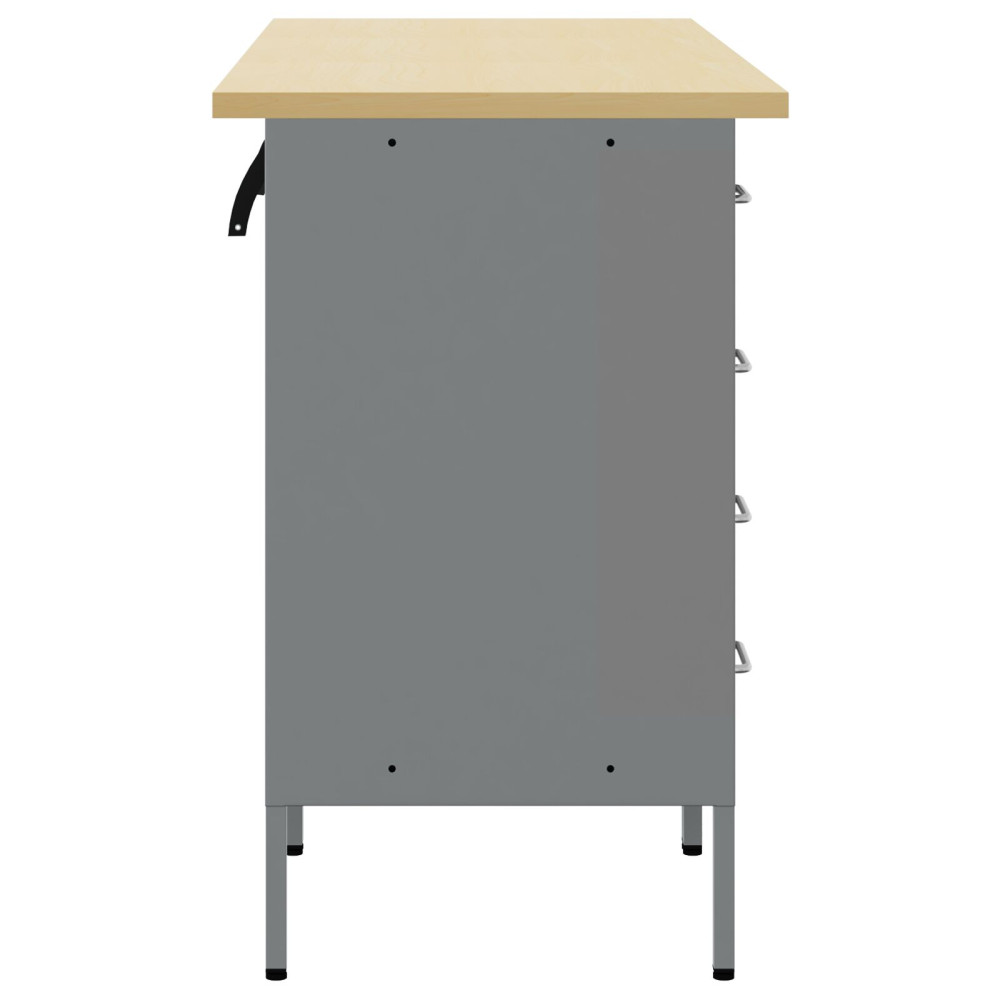 Produktbild för Arbetskabinett med låda 3 pcs Svart och Grå 150 x 55 x 85 cm