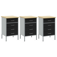 Produktbild för Arbetskabinett med låda 3 pcs Svart och Grå 150 x 55 x 85 cm