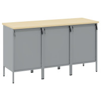 Produktbild för Arbetskabinett med låda 3 pcs Svart och Grå 150 x 55 x 85 cm