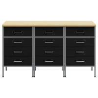 Produktbild för Arbetskabinett med låda 3 pcs Svart och Grå 150 x 55 x 85 cm