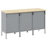 Produktbild för Arbetskabinett med låda 3 pcs Svart och Grå 150 x 55 x 85 cm