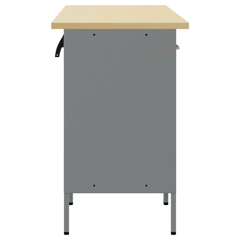 Produktbild för Arbetskabinett med låda 3 pcs Svart och Grå 150 x 55 x 85 cm