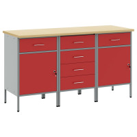 Produktbild för Arbetskabinett med låda 3 pcs Röd och Grå 75 x 45 x 85 cm