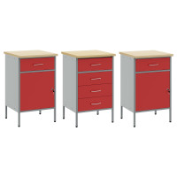 Produktbild för Arbetskabinett med låda 3 pcs Röd och Grå 75 x 45 x 85 cm