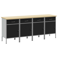 Produktbild för Arbetskabinett med låda 4 pcs Svart och Grå 200 x 55 x 85 cm
