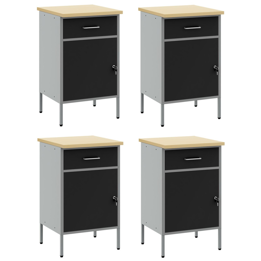 Produktbild för Arbetskabinett med låda 4 pcs Svart och Grå 200 x 55 x 85 cm