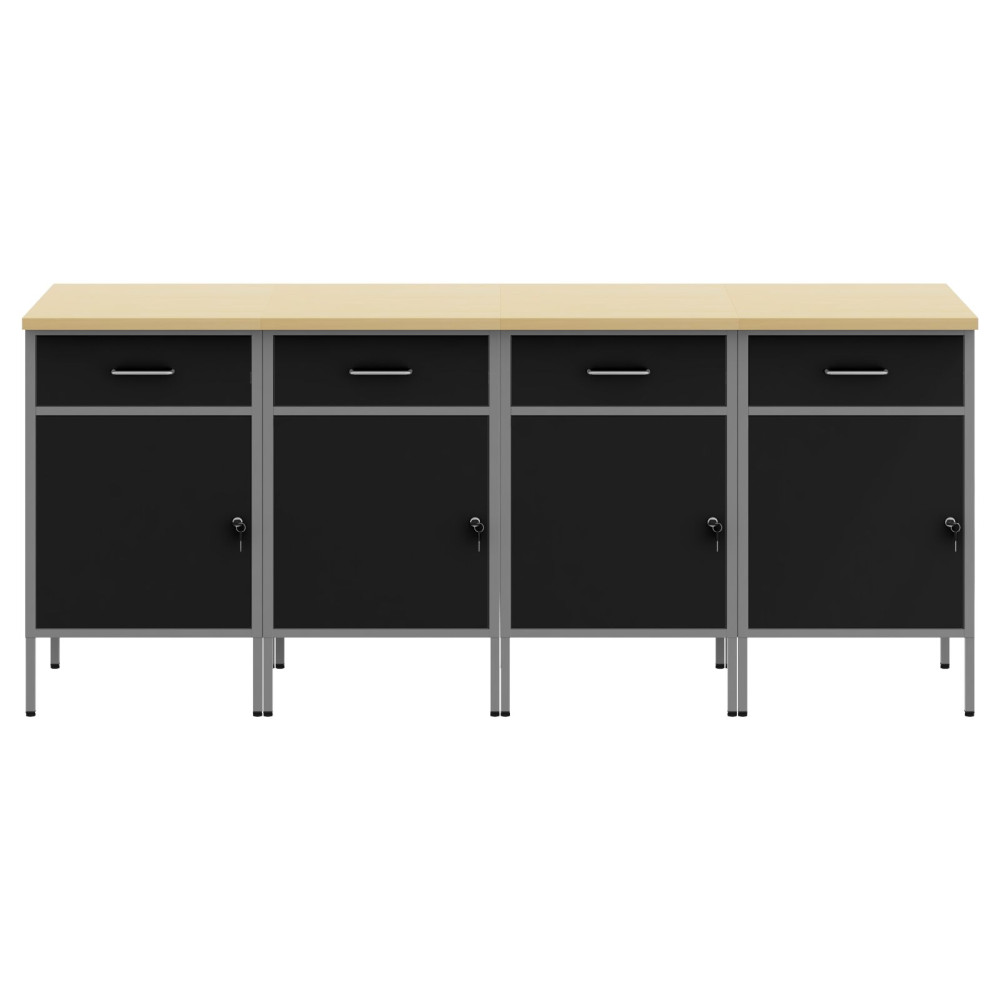 Produktbild för Arbetskabinett med låda 4 pcs Svart och Grå 200 x 55 x 85 cm