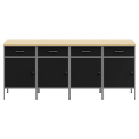 Produktbild för Arbetskabinett med låda 4 pcs Svart och Grå 200 x 55 x 85 cm