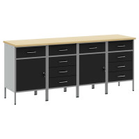 Produktbild för Arbetskabinett med låda 4 pcs Svart och Grå 200 x 55 x 85 cm