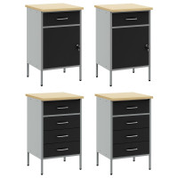 Produktbild för Arbetskabinett med låda 4 pcs Svart och Grå 200 x 55 x 85 cm
