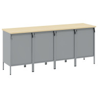 Produktbild för Arbetskabinett med låda 4 pcs Svart och Grå 200 x 55 x 85 cm