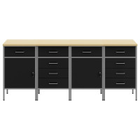 Produktbild för Arbetskabinett med låda 4 pcs Svart och Grå 200 x 55 x 85 cm