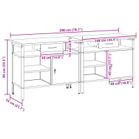 Produktbild för Arbetsbänkset med låda 2 pcs Svart och Grå 200 x 55 x 85 cm