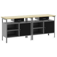 Produktbild för Arbetsbänkset med låda 2 pcs Svart och Grå 200 x 55 x 85 cm