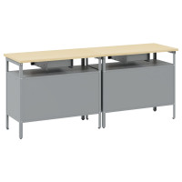 Produktbild för Arbetsbänkset med låda 2 pcs Svart och Grå 200 x 55 x 85 cm
