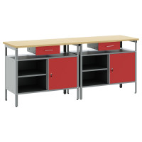 Produktbild för Arbetsbänkset med låda 2 pcs Röd och Grå 200 x 55 x 85 cm