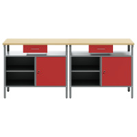 Produktbild för Arbetsbänkset med låda 2 pcs Röd och Grå 200 x 55 x 85 cm