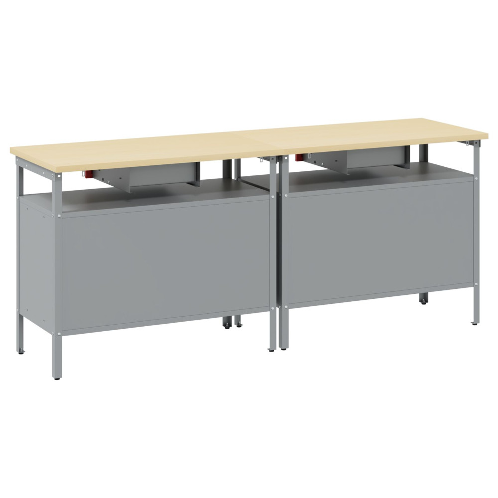 Produktbild för Arbetsbänkset med låda 2 pcs Röd och Grå 200 x 55 x 85 cm
