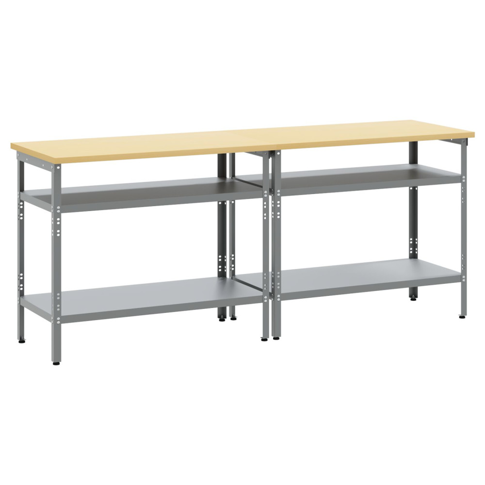 Produktbild för Arbetsbänkset med hylla 2 pcs Beige och Grå 200 x 55 x 85 cm