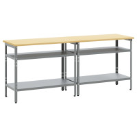 Produktbild för Arbetsbänkset med hylla 2 pcs Beige och Grå 200 x 55 x 85 cm